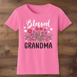 Blessed Grandma Floral Pink T-shirt